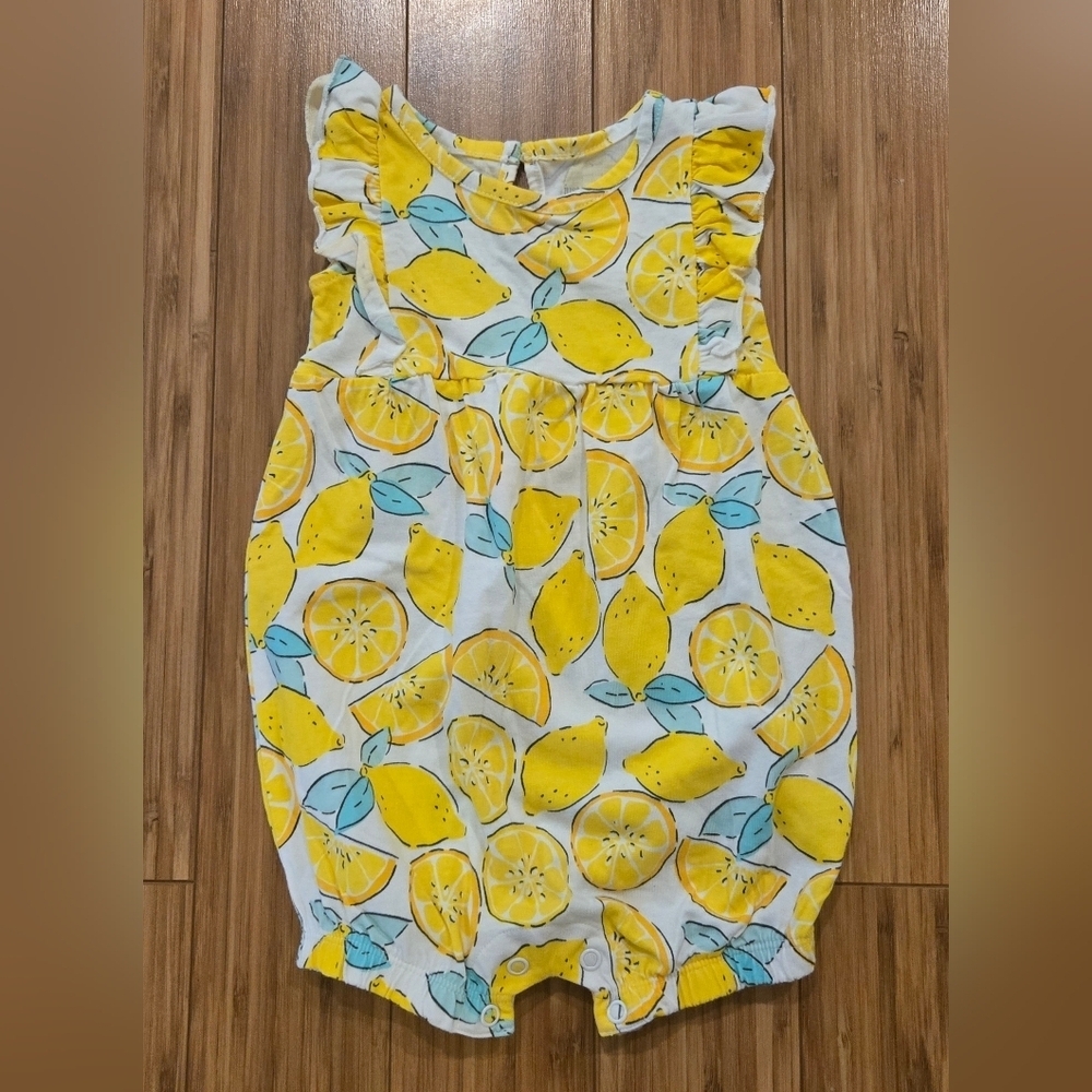 NWOT Carters Lemon Print Baby Romper